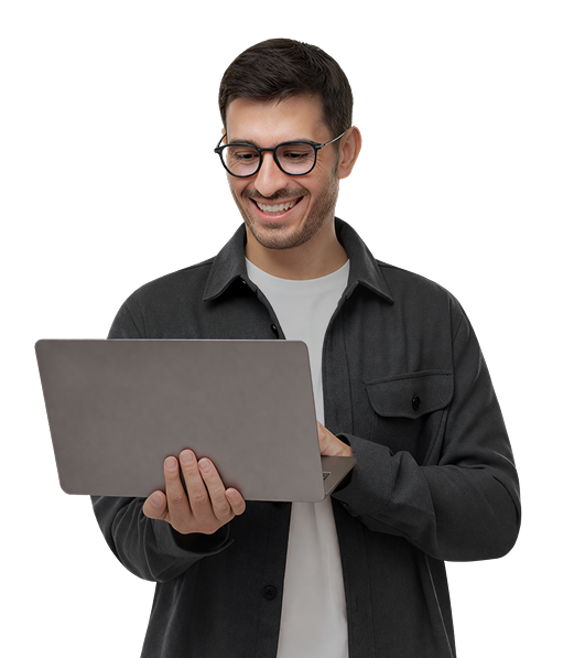 Person holding a laptop, checking a company pension refund