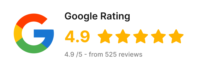 Google Rating: 4.9 out of 5 from 525 reviews