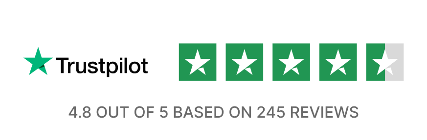 Trustpilot: 4.8 out of 5 based on 245 reviews